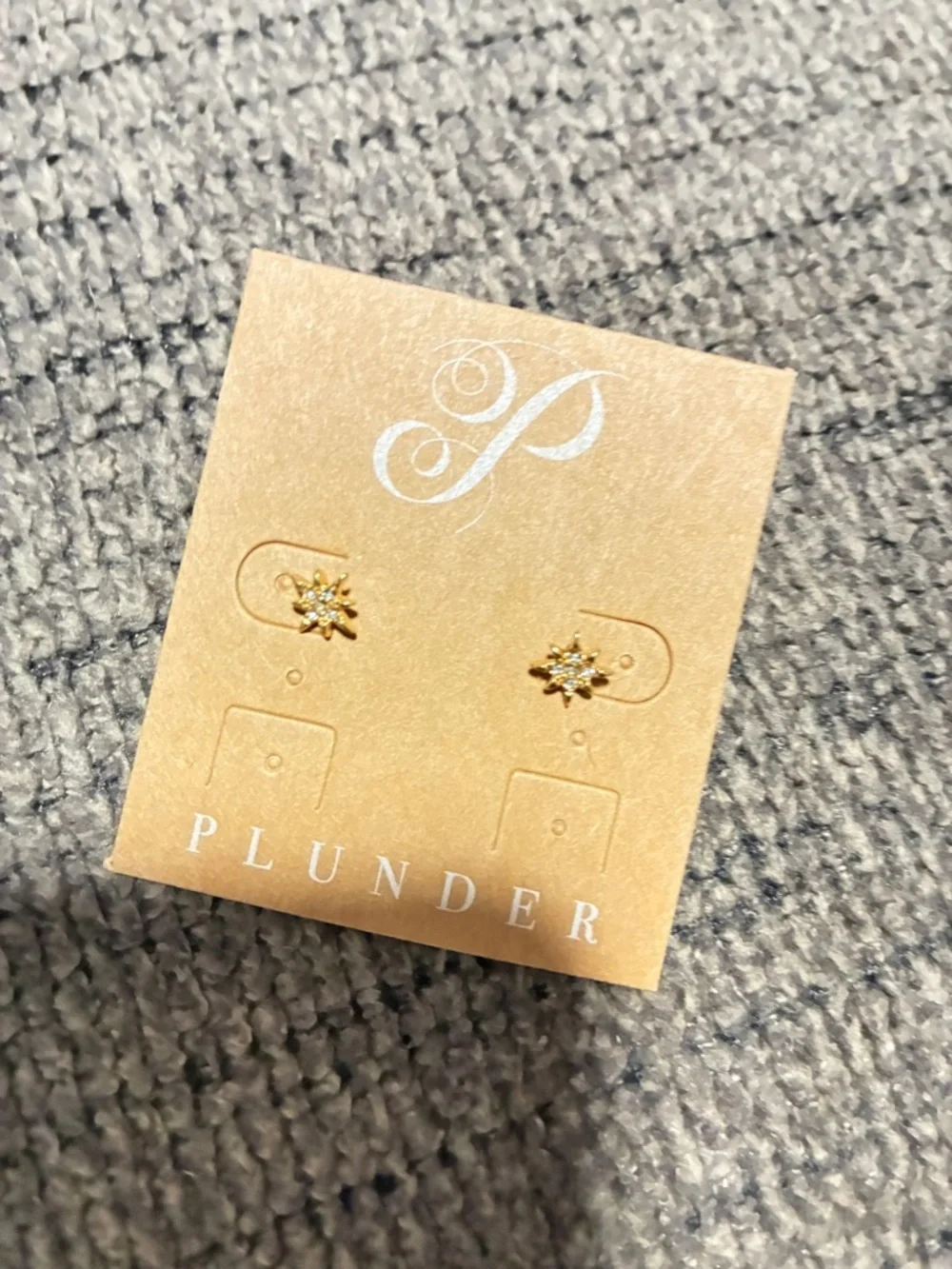 Plunder Gold Sparkling Starburst Stud Earrings - Gold - Picture 2 of 3